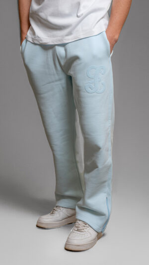baby blue pant worn by model