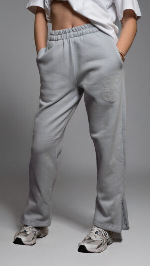 gray pant worn by model