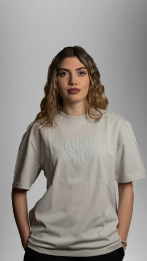 ice white t-shir worn by model