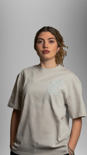 ice white t-shirt worn by model
